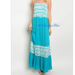 $8 ⭐️Aqua Laceup Back Summer Maxi Dress